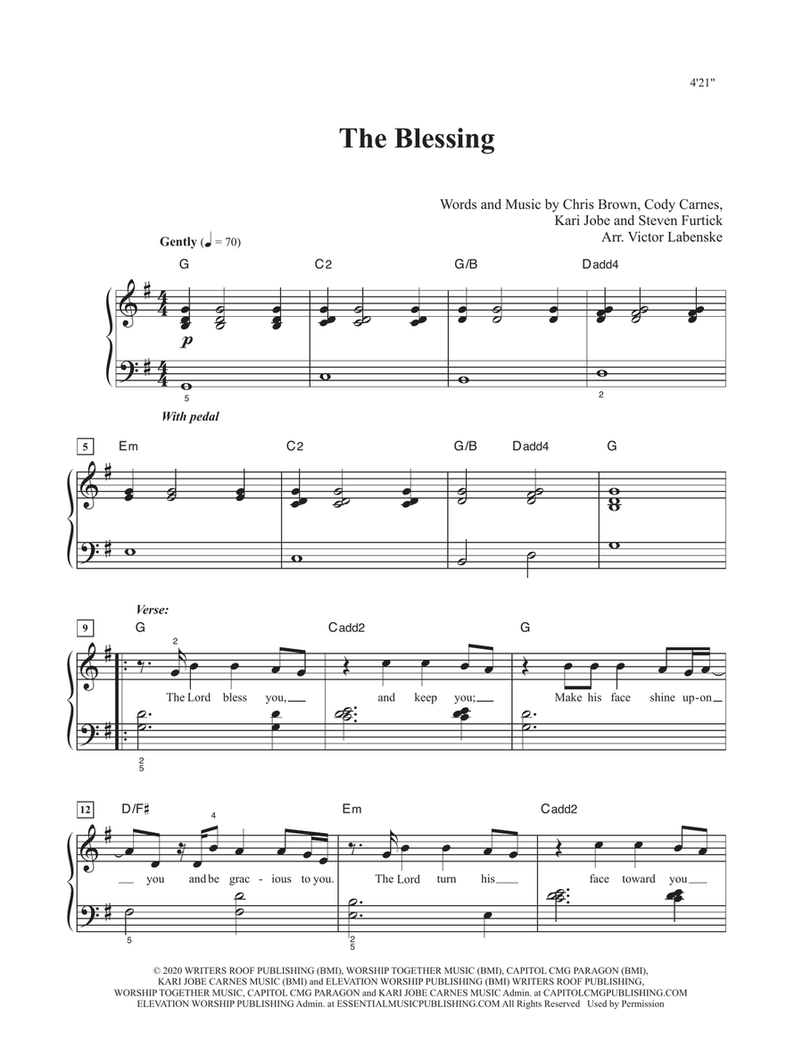 The Blessing The Blessing Easy Piano scores gallery preview page 1