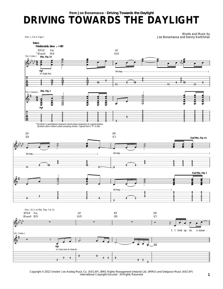 Driving Towards The Daylight Electric Guitar scores gallery preview page 1