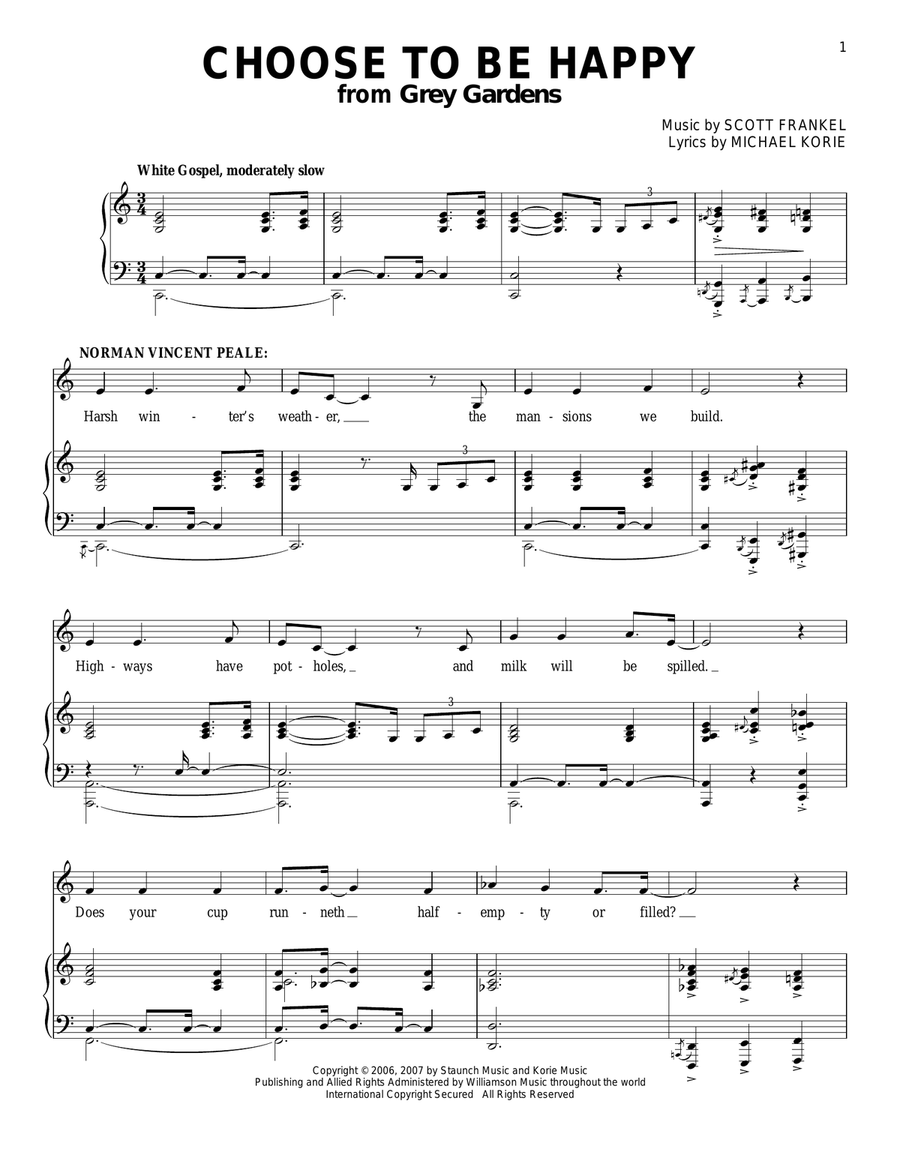 Choose To Be Happy Piano, Vocal scores gallery preview page 1