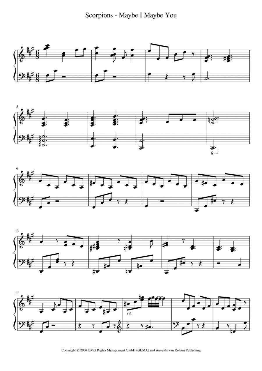 Maybe I Maybe You Piano Solo scores gallery preview page 1