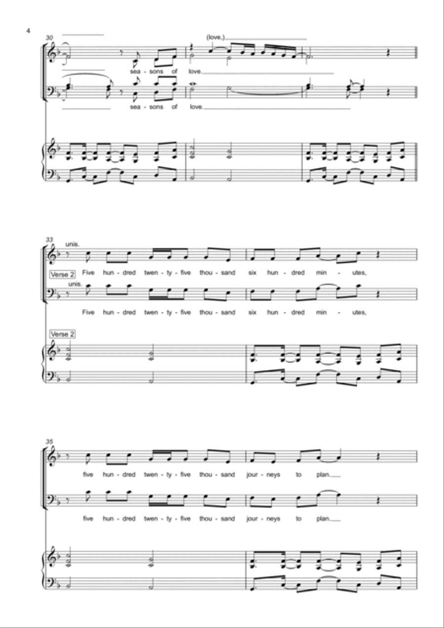 Seasons Of Love 4-Part scores gallery preview page 6