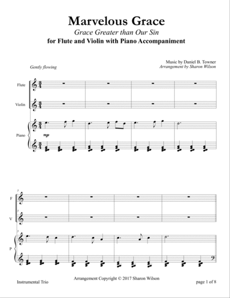 Marvelous Grace (Flute and/or Violin Duet with Piano Accompaniment) Flute scores gallery preview page 5