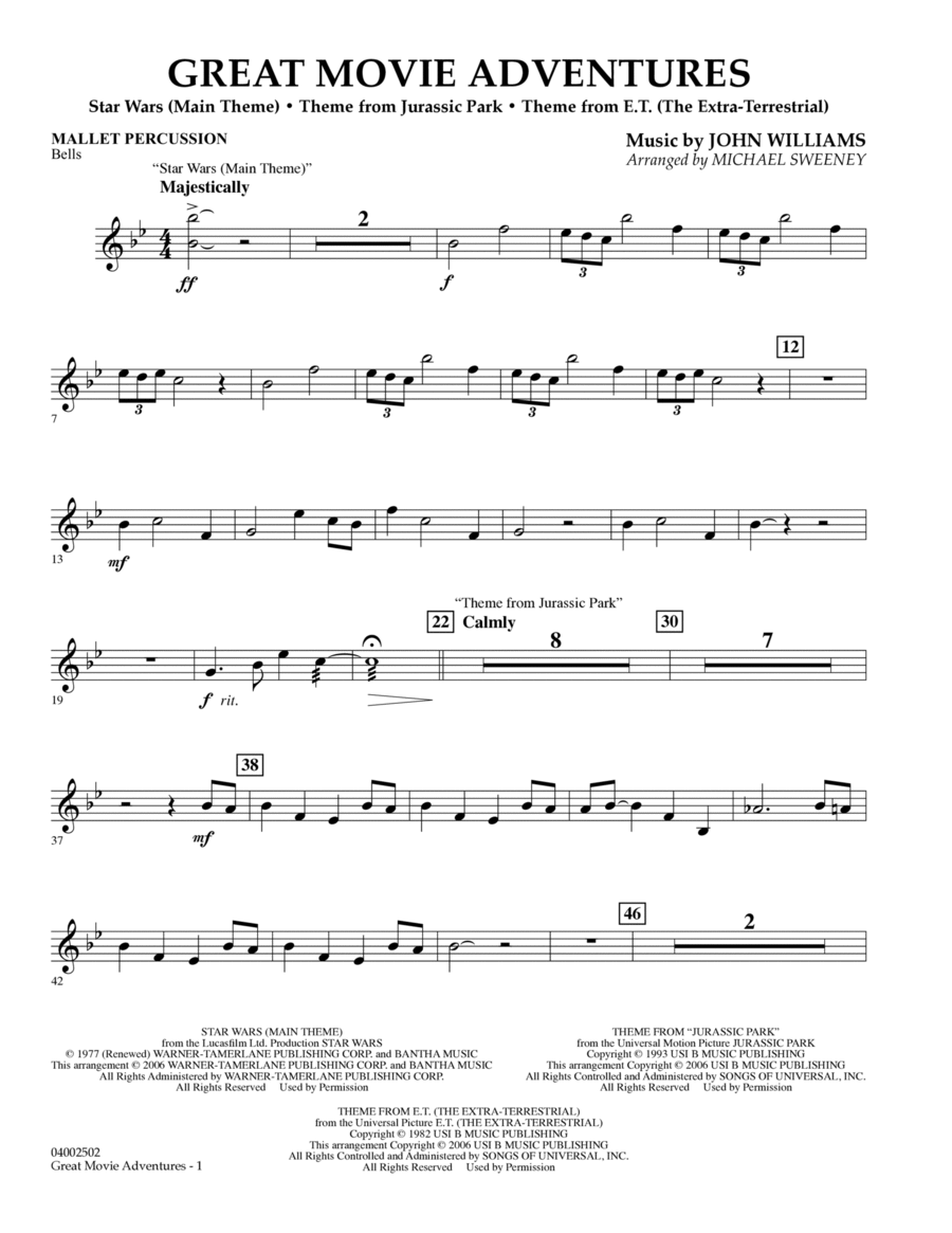 Great Movie Adventures - Mallet Percussion Concert Band scores gallery preview page 1