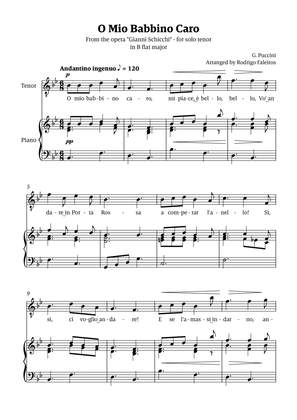 O Mio Babbino Caro - for tenor (in B flat major)