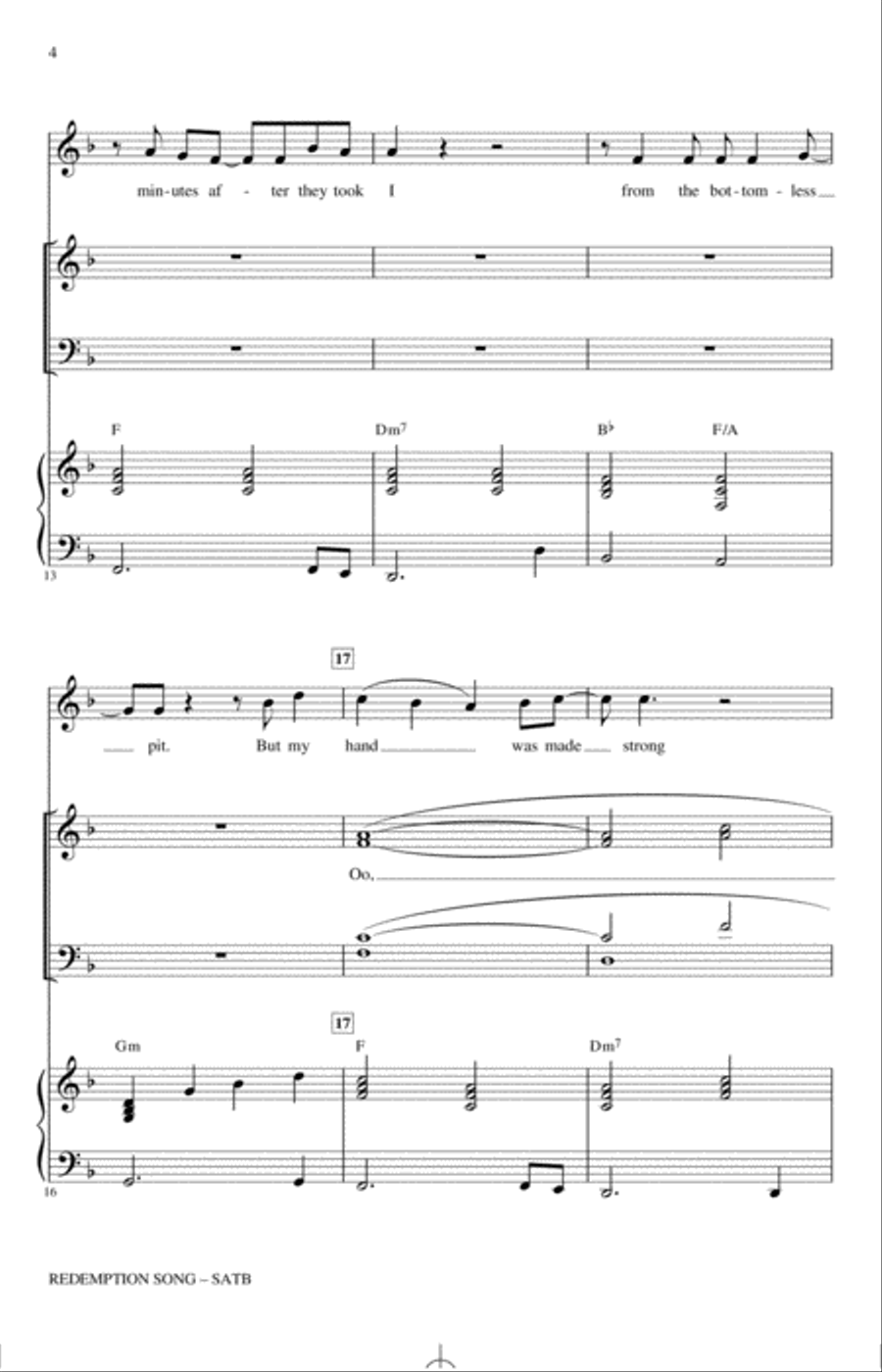 Redemption Song 4-Part scores gallery preview page 3