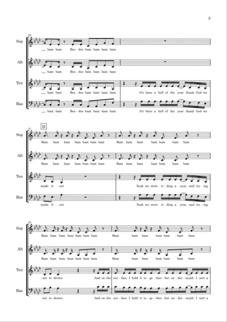 Bam Bam Bam Bam 4-Part scores gallery preview page 5
