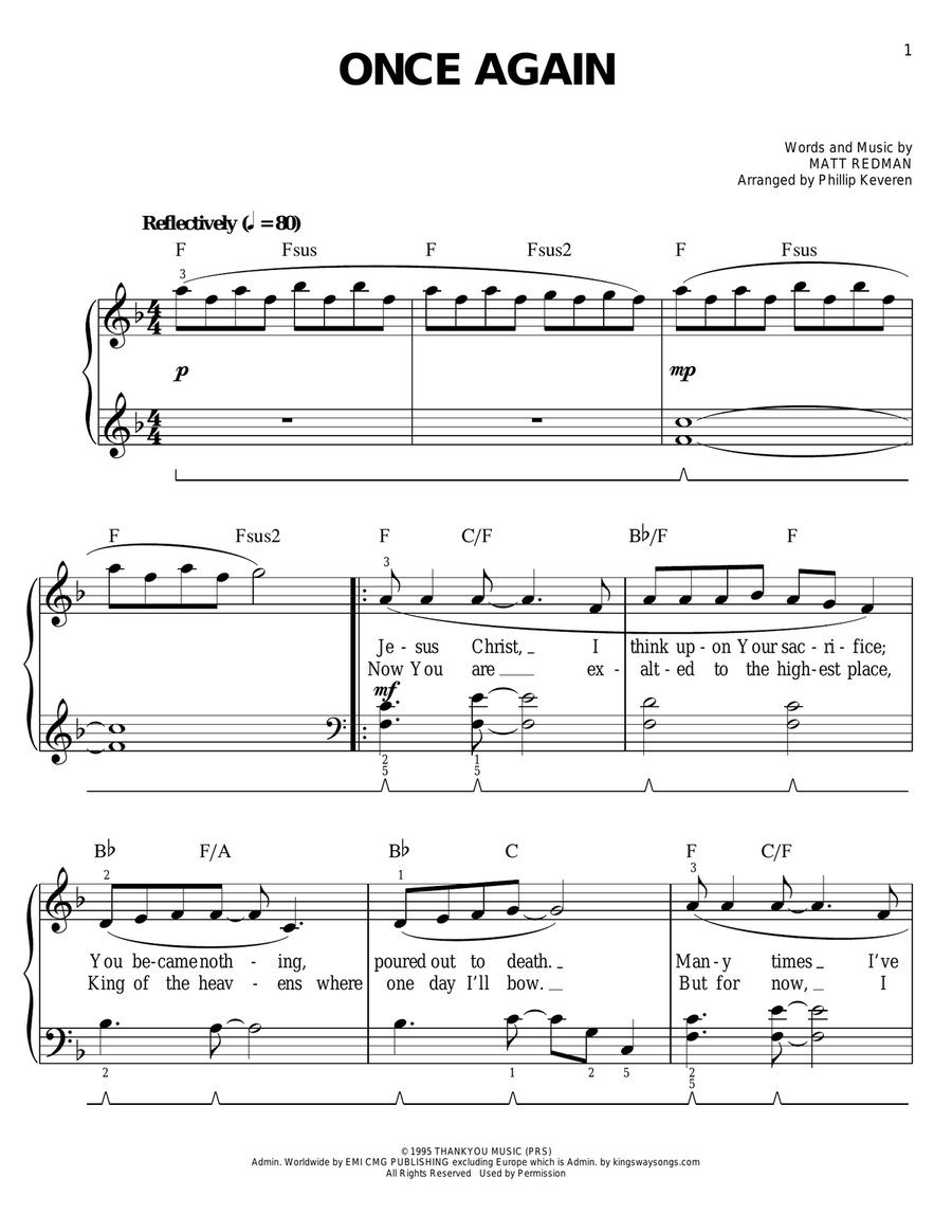 Once Again (arr. Phillip Keveren) Easy Piano scores gallery preview page 1
