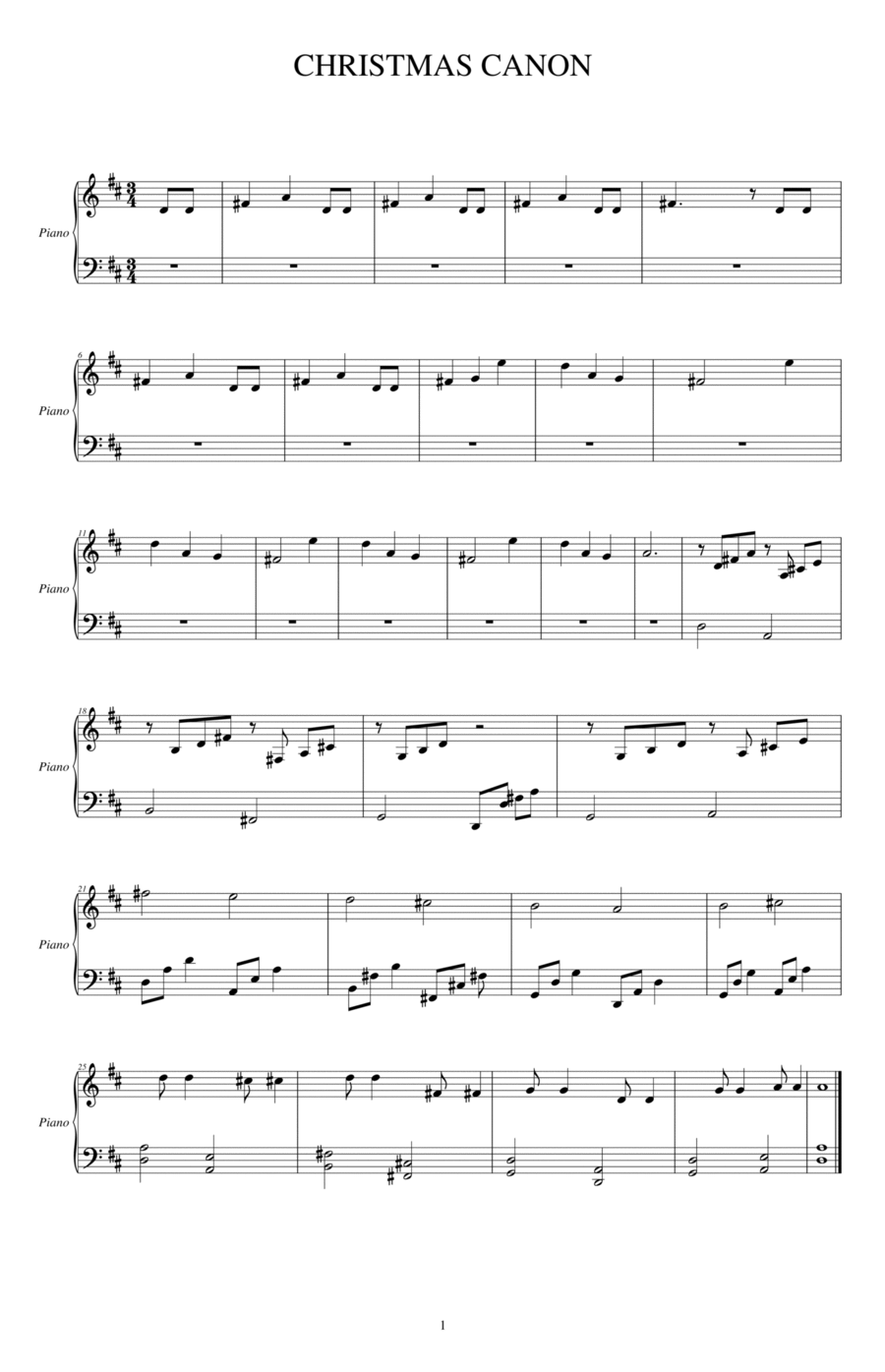 Christmas Canon Piano Solo scores gallery preview page 1