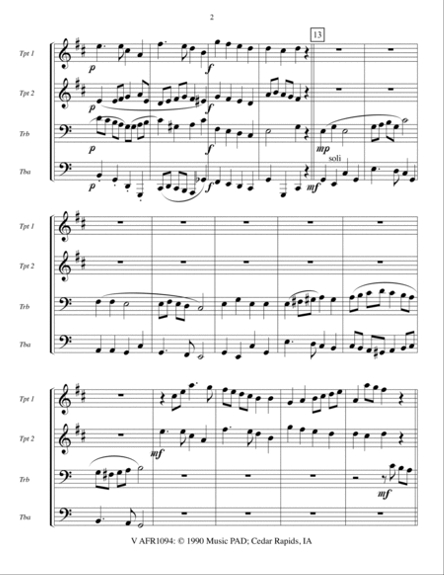 Angels From the Realms of Glory - Mixed Brass Quartet (2 Tpt, Trb, Tuba) Brass Quartet scores gallery preview page 2