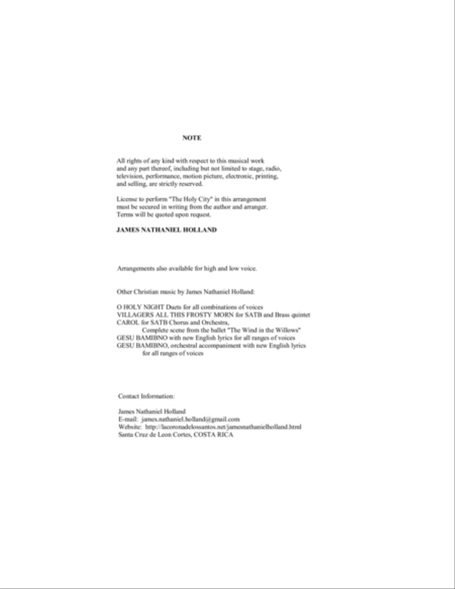 The Holy City for Voice, SATB Choir and Orchestra Key of C 4-Part scores gallery preview page 5