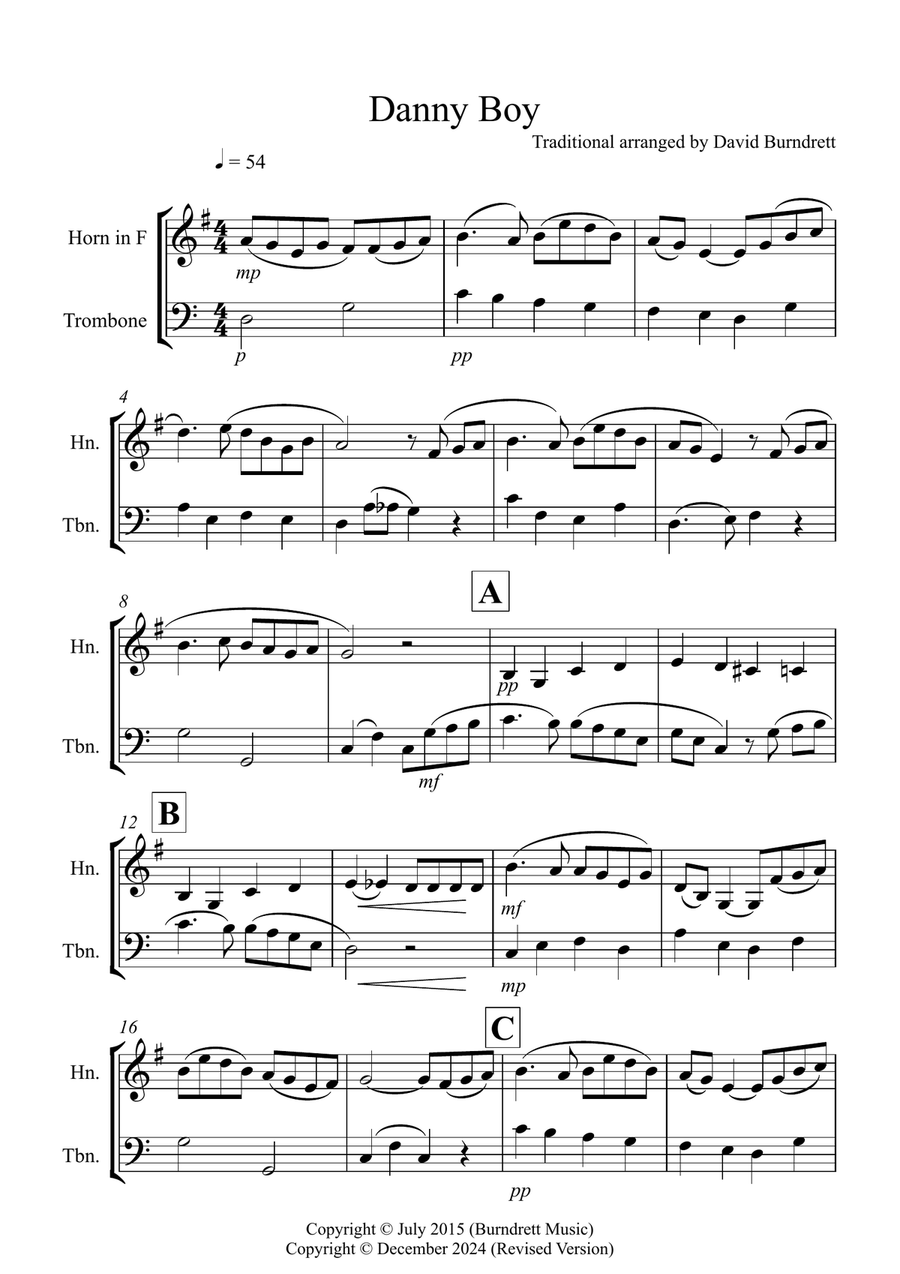 Danny Boy for Horn and Trombone Duet Brass Duet scores gallery preview page 1