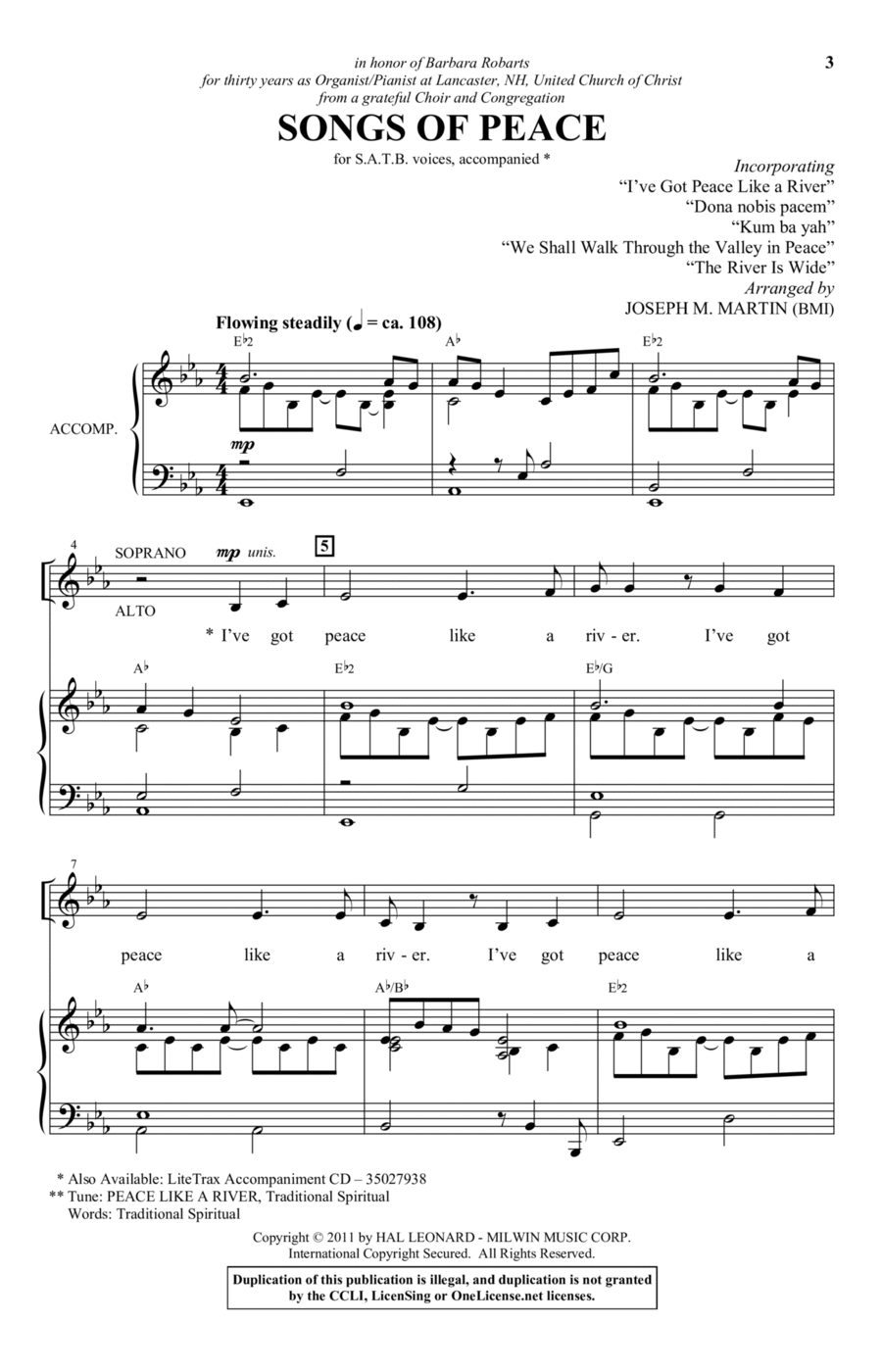 Songs Of Peace Songs Of Peace 4-Part scores gallery preview page 1