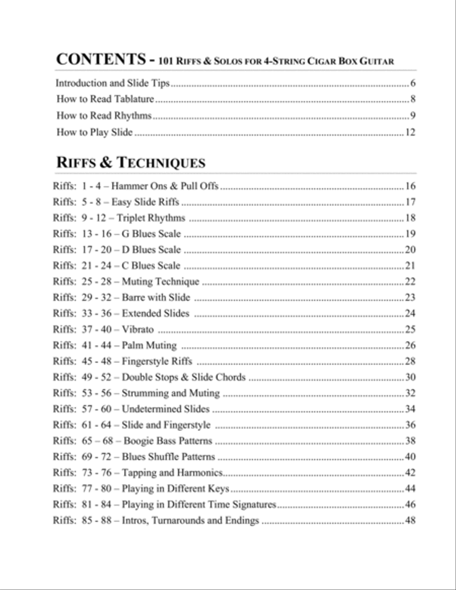 101 Riffs & Solos for 4-String Cigar Box Guitar - GDGB image number null