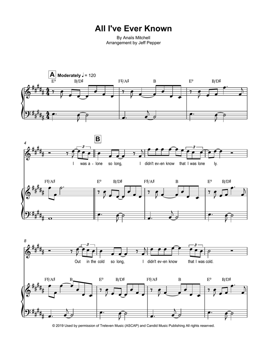 All I've Ever Known Voice scores gallery preview page 1