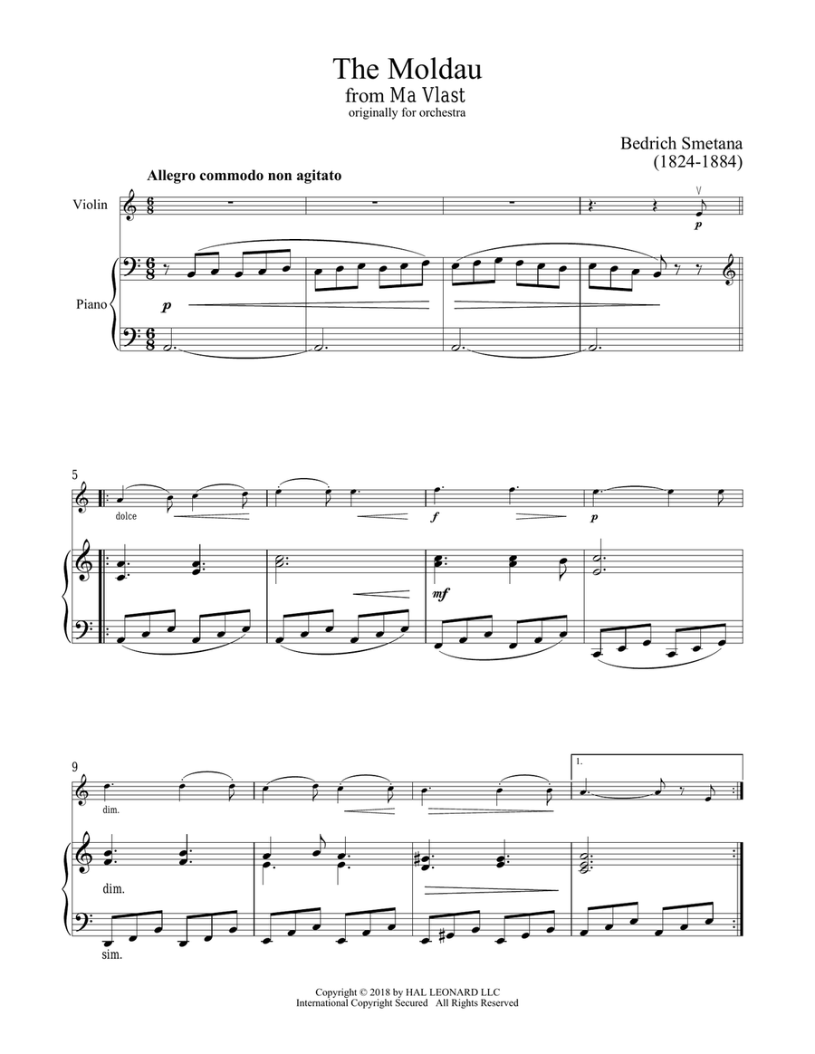The Moldau The Moldau Violin Solo scores gallery preview page 1