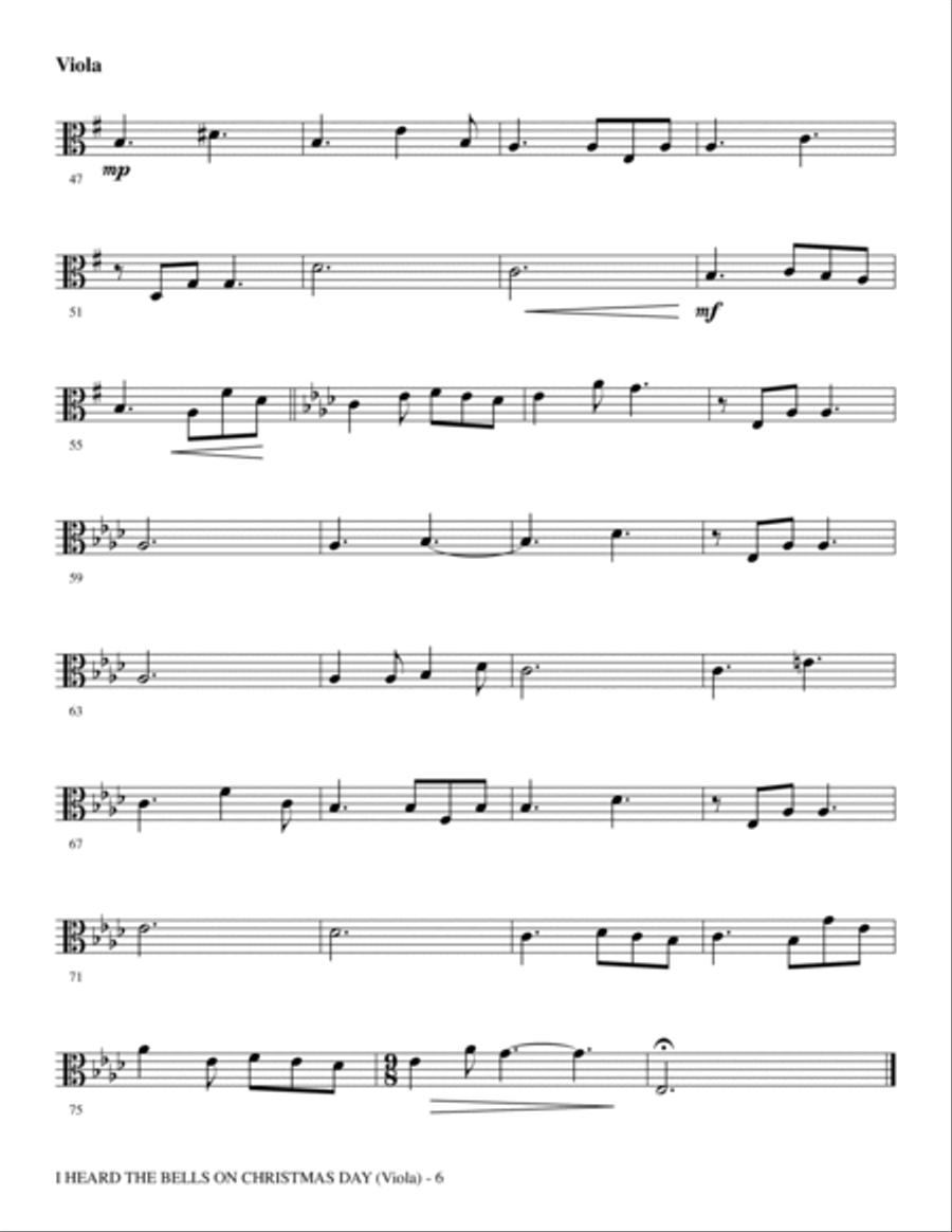 I Heard The Bells On Christmas Day (Celebrating Peace On Earth) - Viola Choir scores gallery preview page 6
