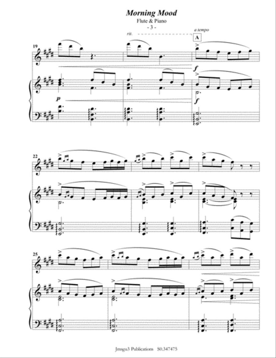 Grieg: Morning Mood from Peer Gynt Suite for Flute & Piano Flute Solo scores gallery preview page 4