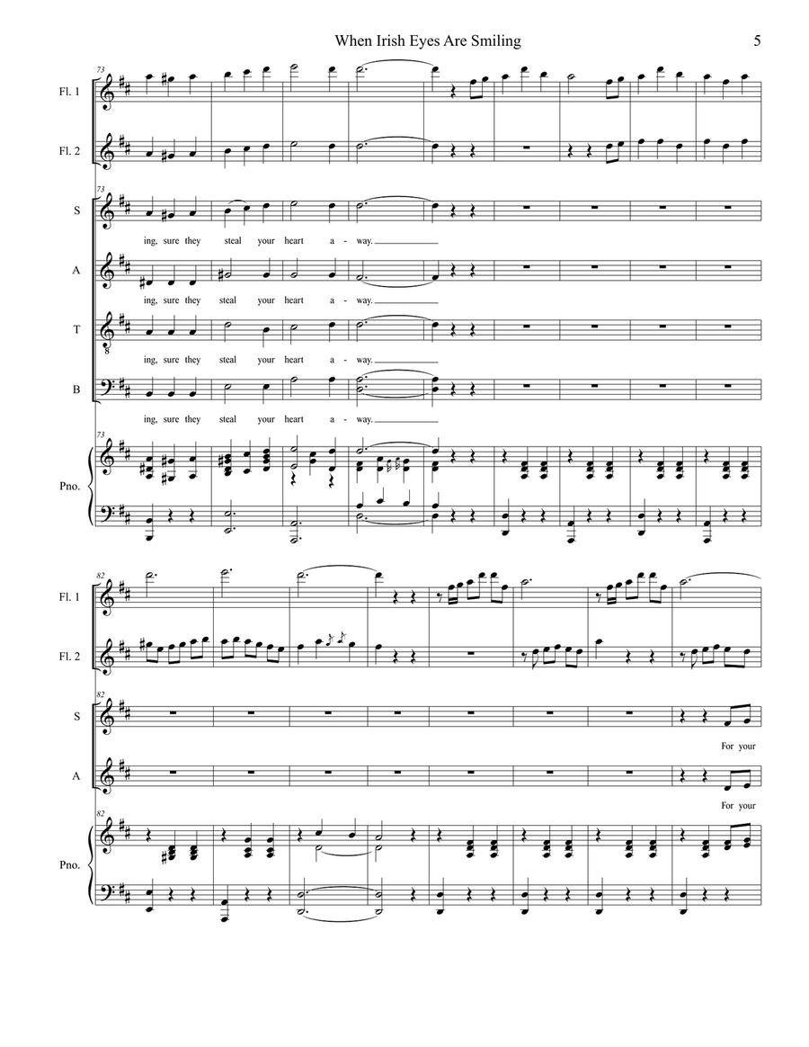 When Irish Eyes Are Smiling (SATB) 4-Part scores gallery preview page 5