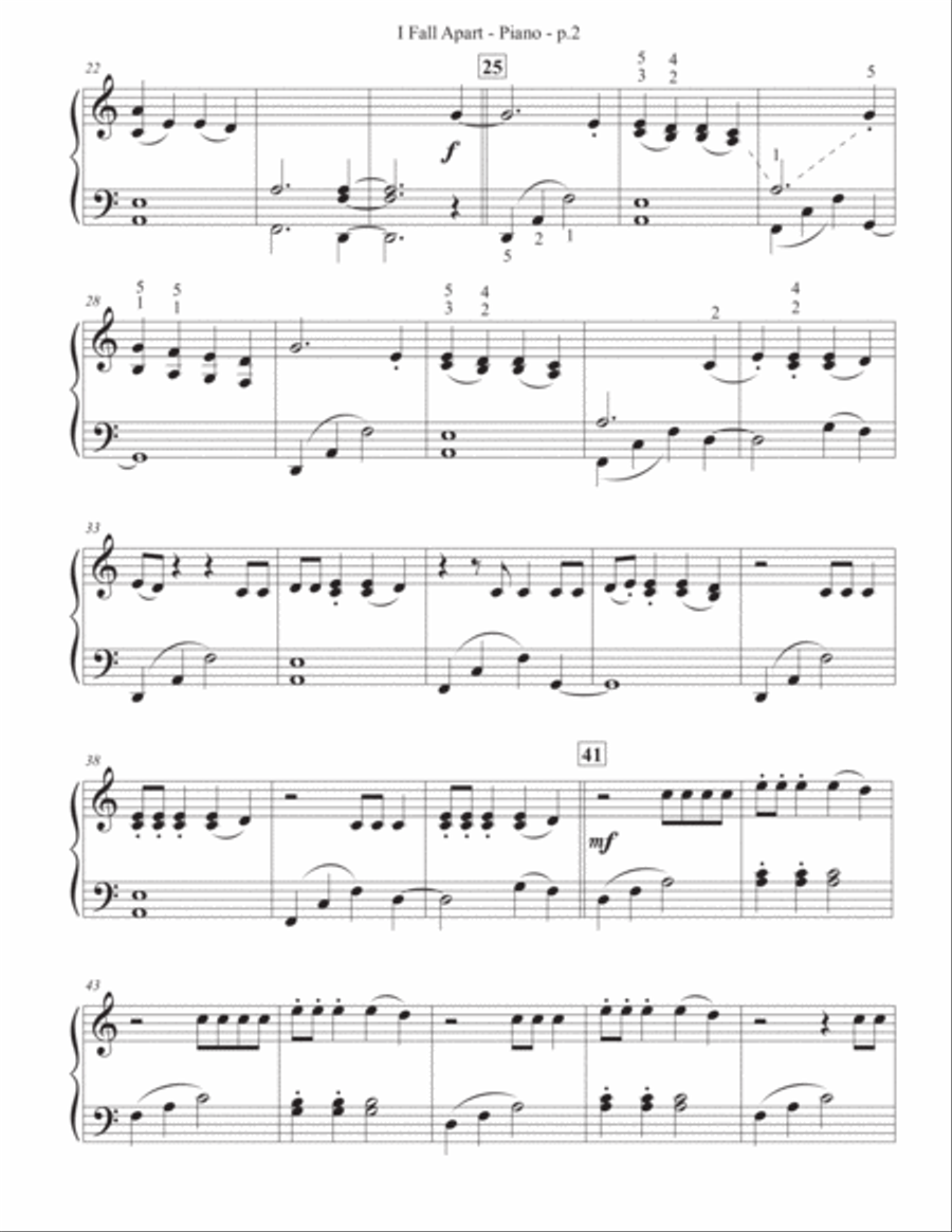 I Fall Apart Piano Solo scores gallery preview page 3
