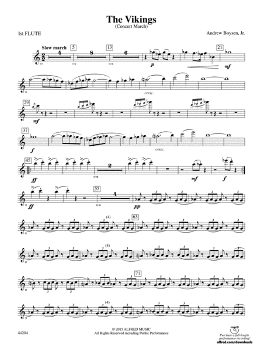 The Vikings: Flute The Vikings: Flute Concert Band scores gallery preview page 1