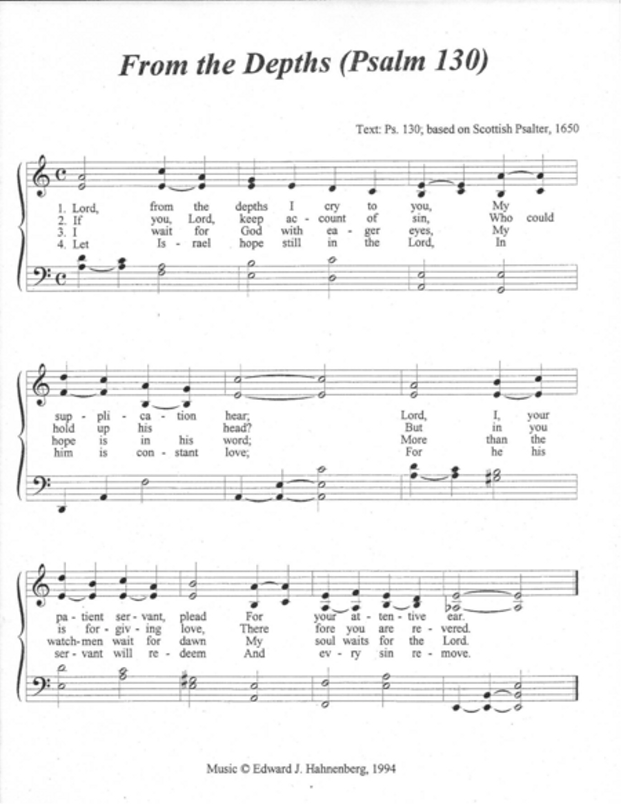 From the Depths (Psalm 30) Unison Choir scores gallery preview page 1