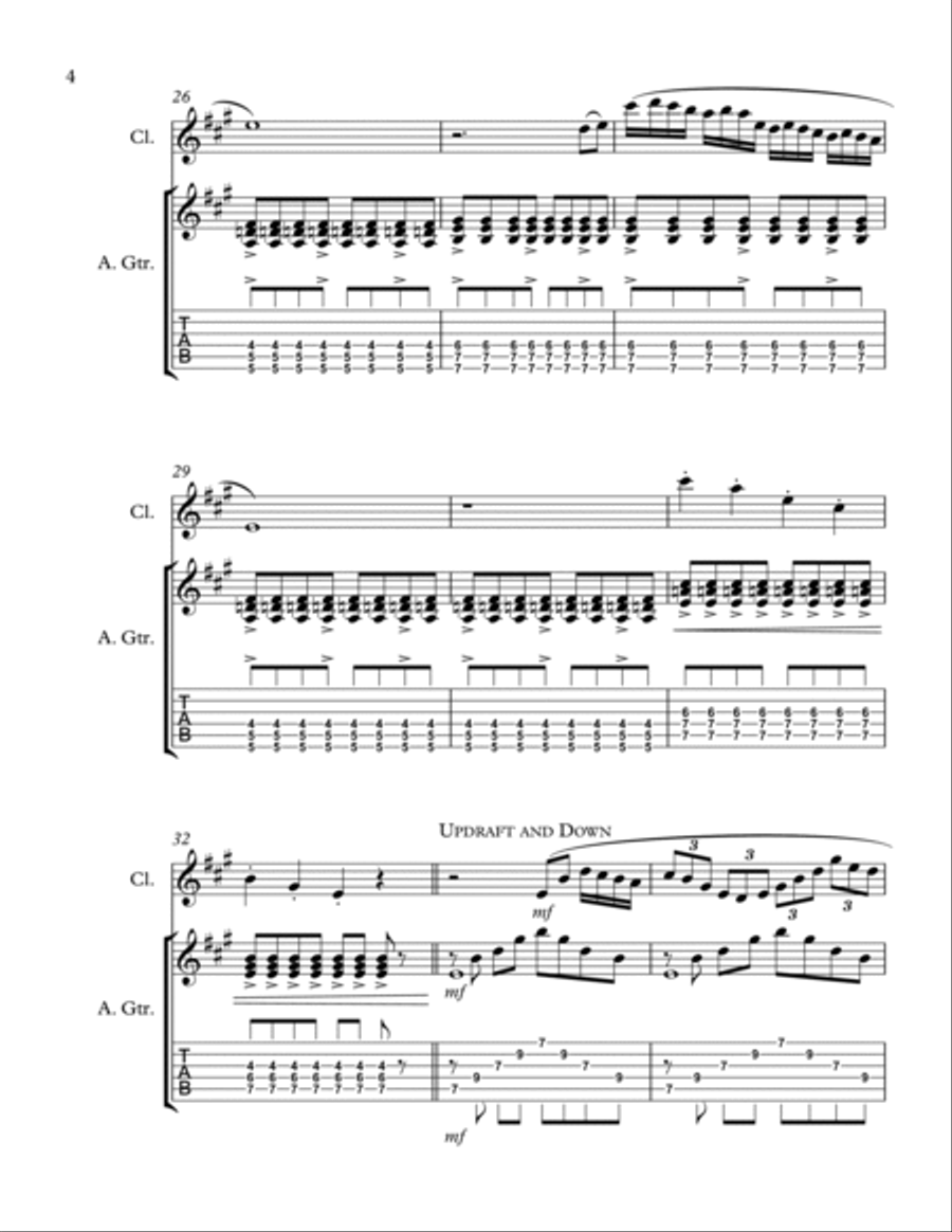 Thermals - for Guitar and Clarinet in A A Clarinet scores gallery preview page 4
