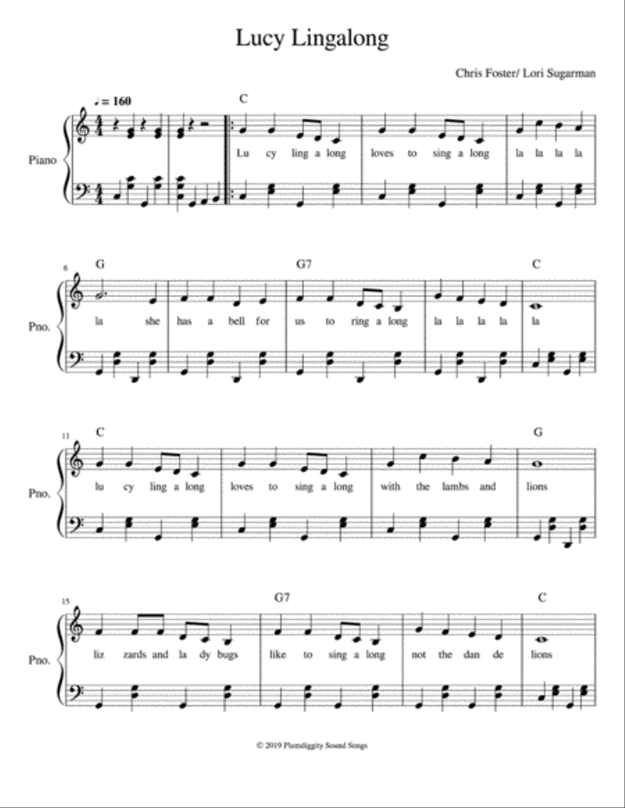 Lucy Lingalong - Piano/Vocal/Guitar Piano, Vocal, Guitar scores gallery preview page 1