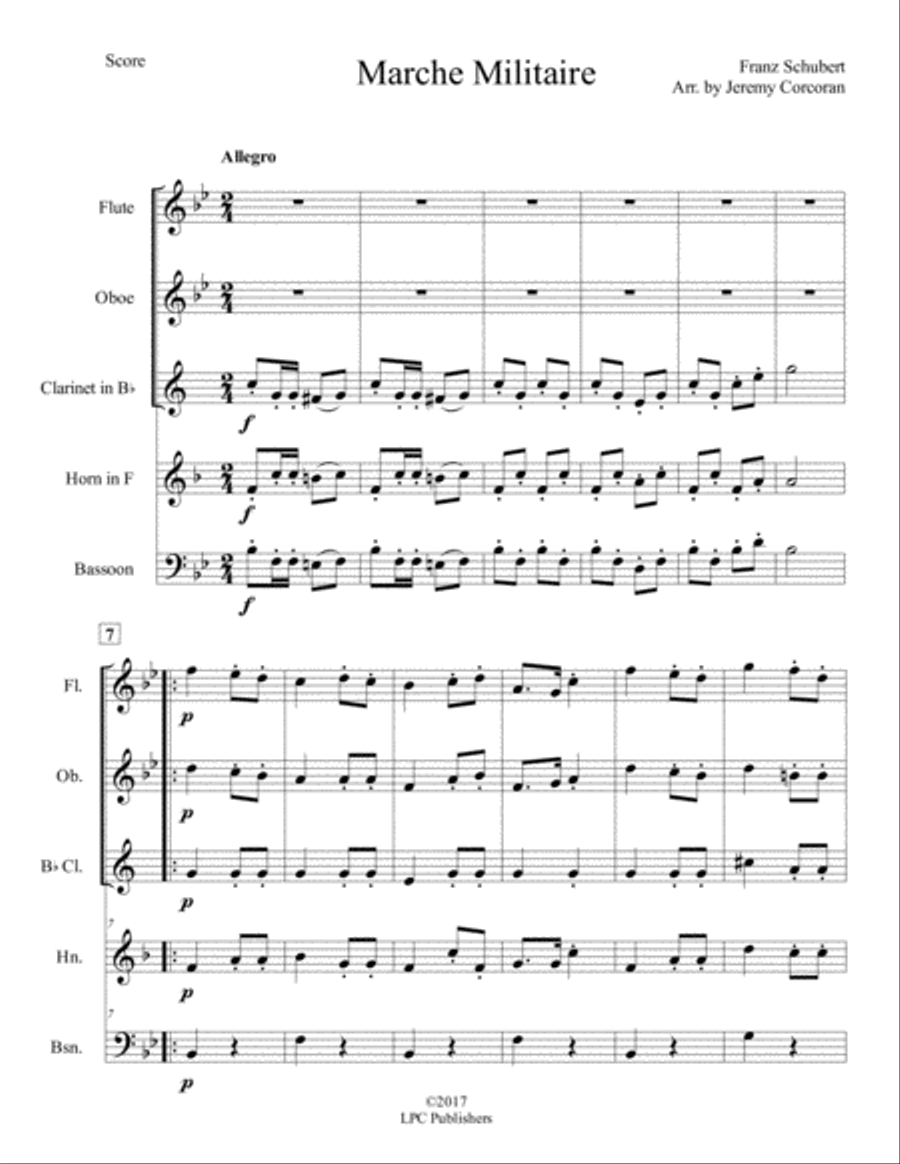 Marche Militaire for Woodwind Quintet Woodwind Quintet scores gallery preview page 2