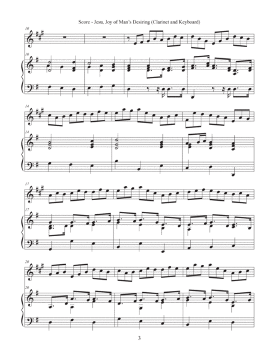 Jesu, Joy of Man's Desiring (Clarinet and Keyboard) B-Flat Clarinet scores gallery preview page 3