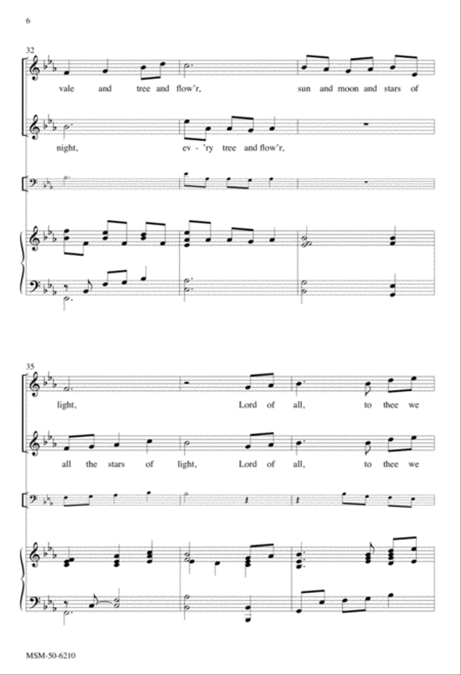 For the Beauty of the Earth Unison Choir scores gallery preview page 6