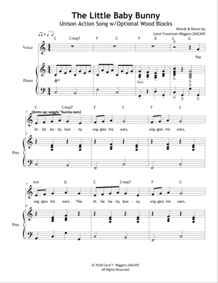 The Little Baby Bunny Unison Choir scores gallery preview page 1