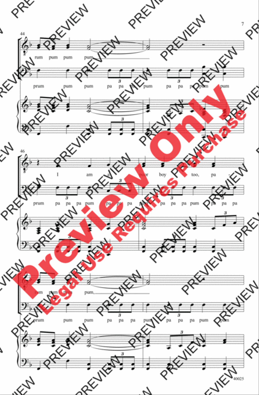 The Little Drummer Boy Men's Choir scores gallery preview page 7