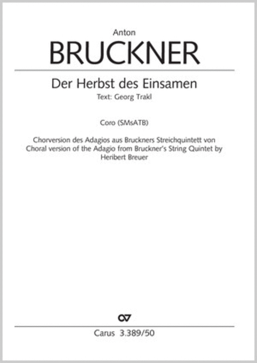 Der Herbst des Einsamen by Anton Bruckner SSATB - Sheet Music