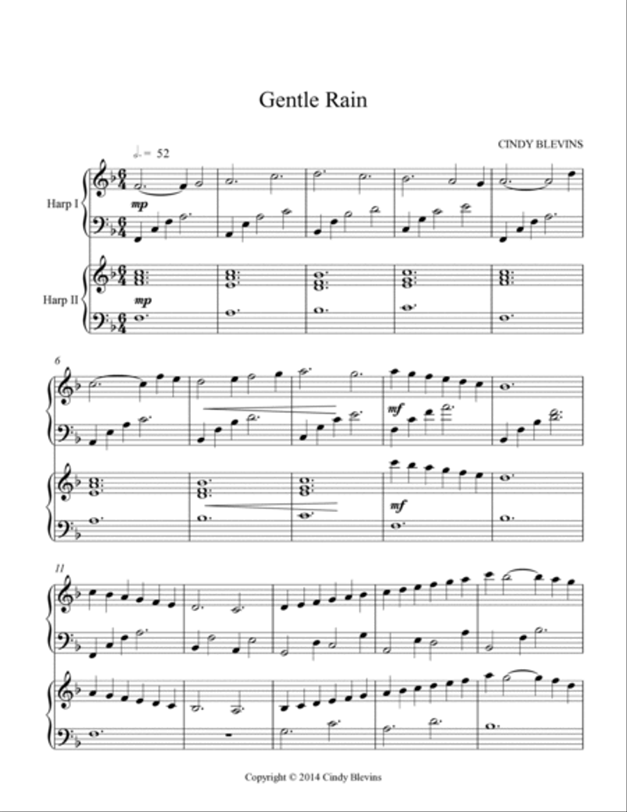 Gentle Rain, for Harp Duet Harp scores gallery preview page 2