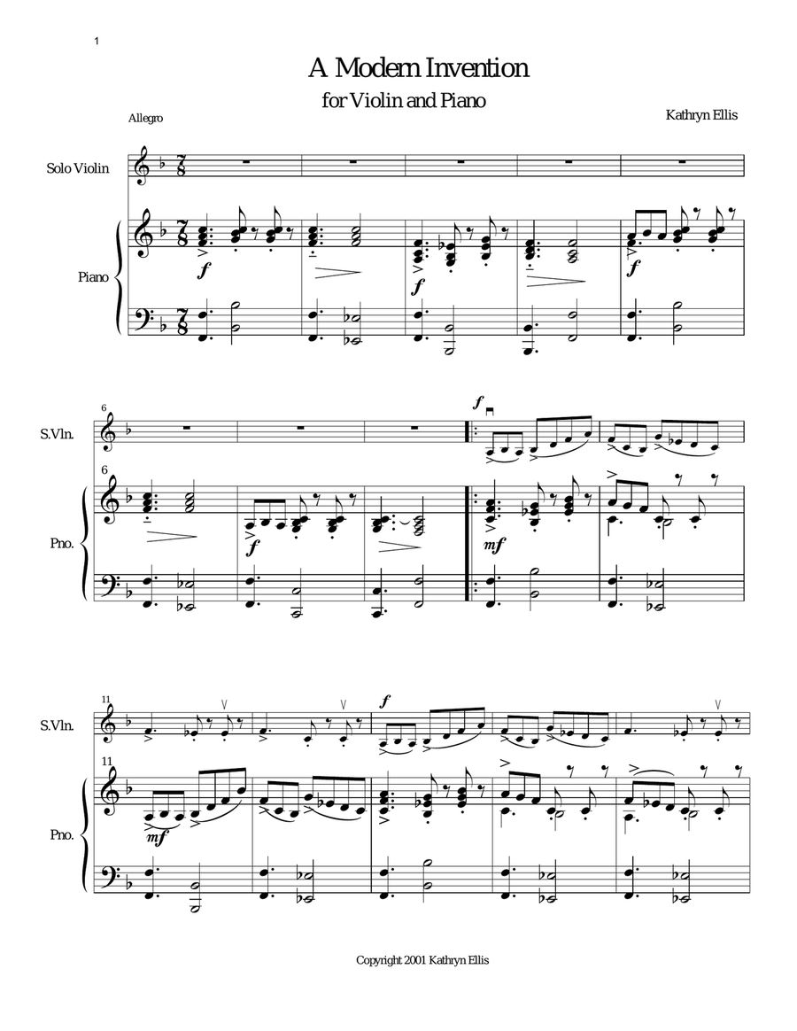 A Modern Invention String Duet scores gallery preview page 1