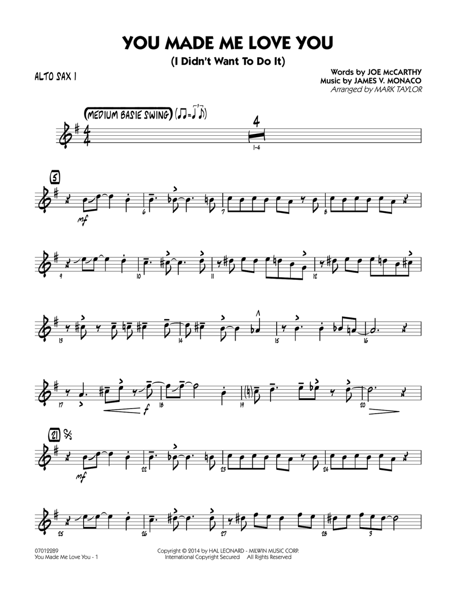 You Made Me Love You (I Didn't Want to Do It) - Alto Sax 1