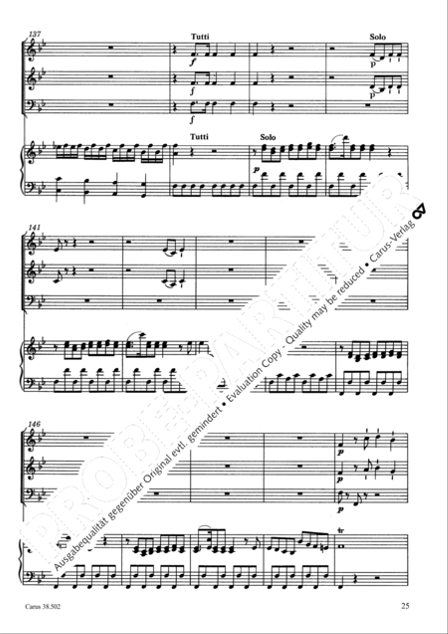 Organ Concerto in B flat major (Orgelkonzert in B) Violin scores gallery preview page 28
