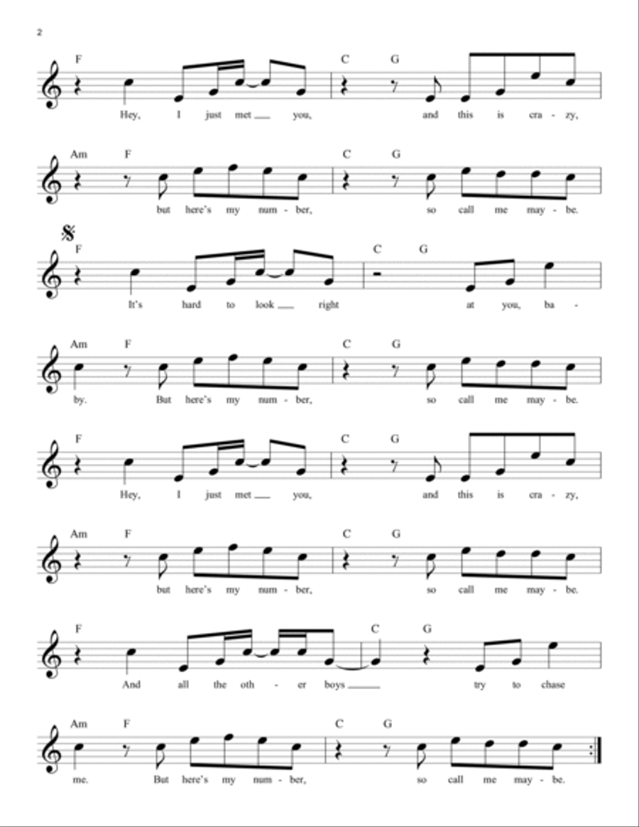 Call Me Maybe Piano scores gallery preview page 2