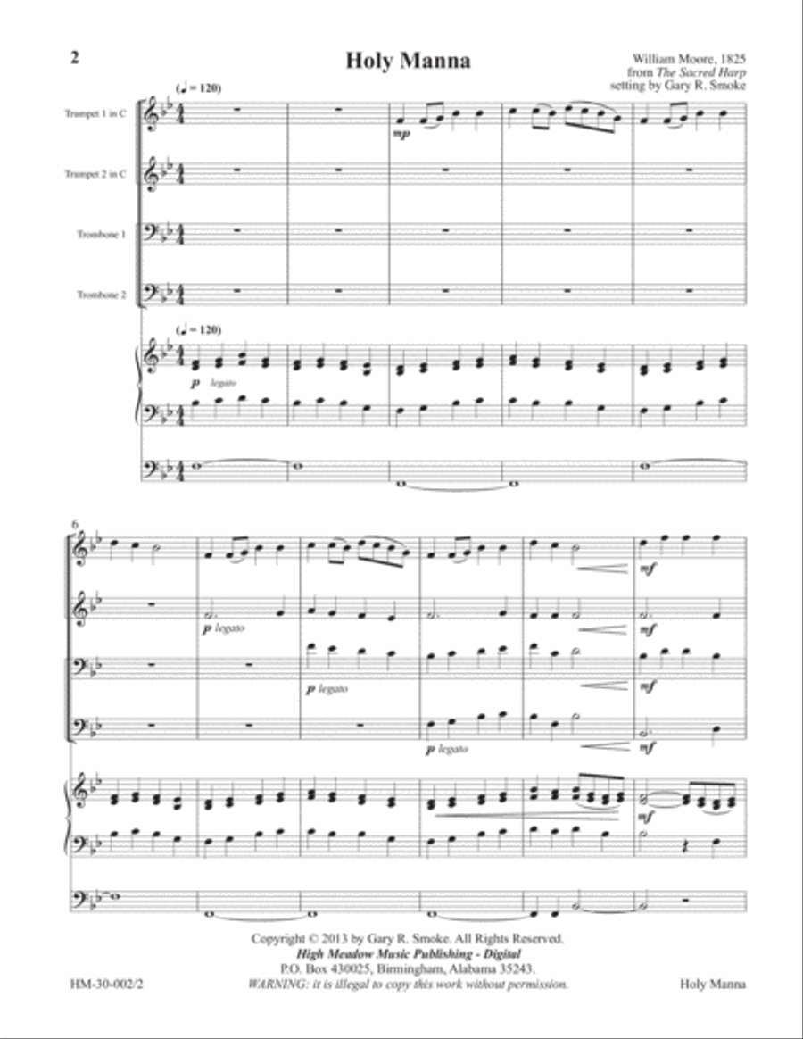Holy Manna for Organ and Brass Quartet Small Ensemble scores gallery preview page 2