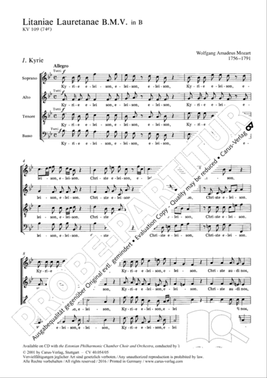 Litaniae Lauretanae B.M.V in B 4-Part scores gallery preview page 3