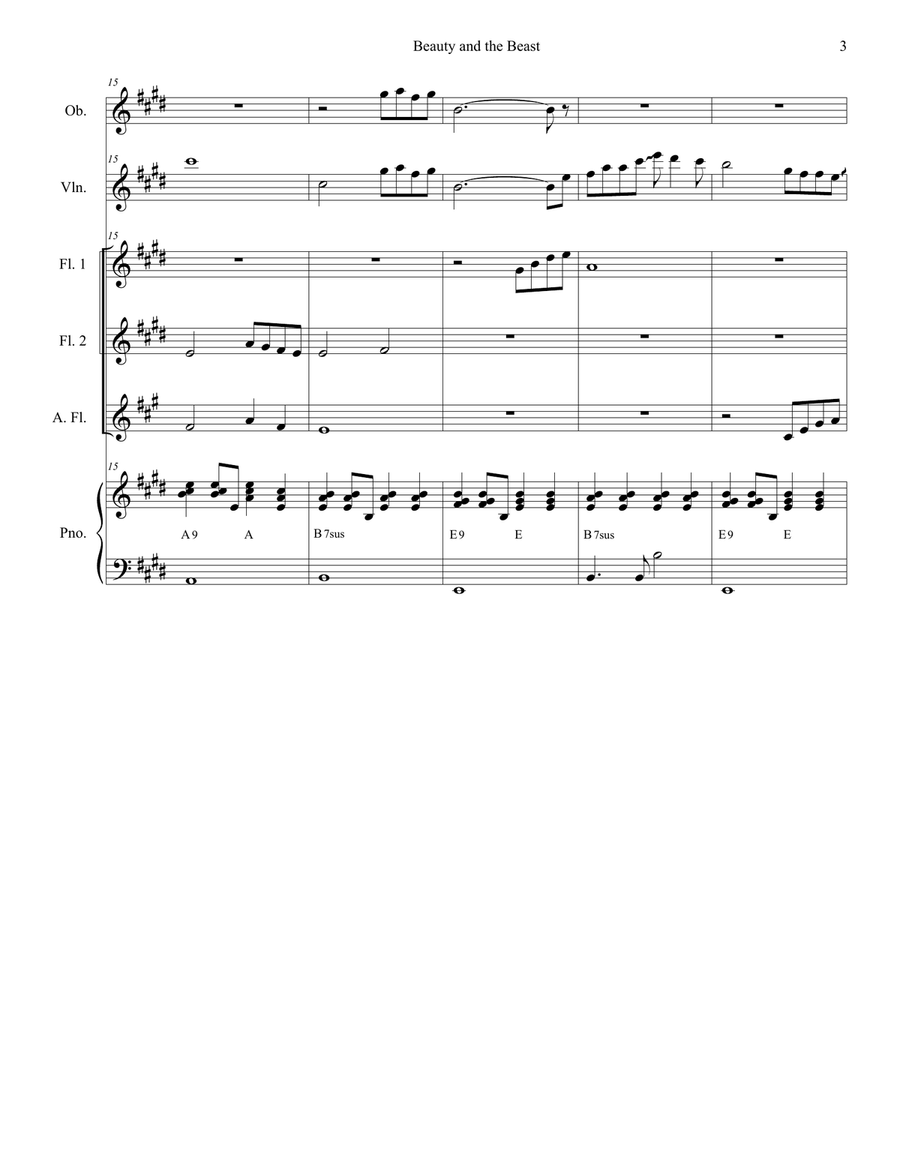 Beauty And The Beast Beauty And The Beast Woodwind Quartet scores gallery preview page 3