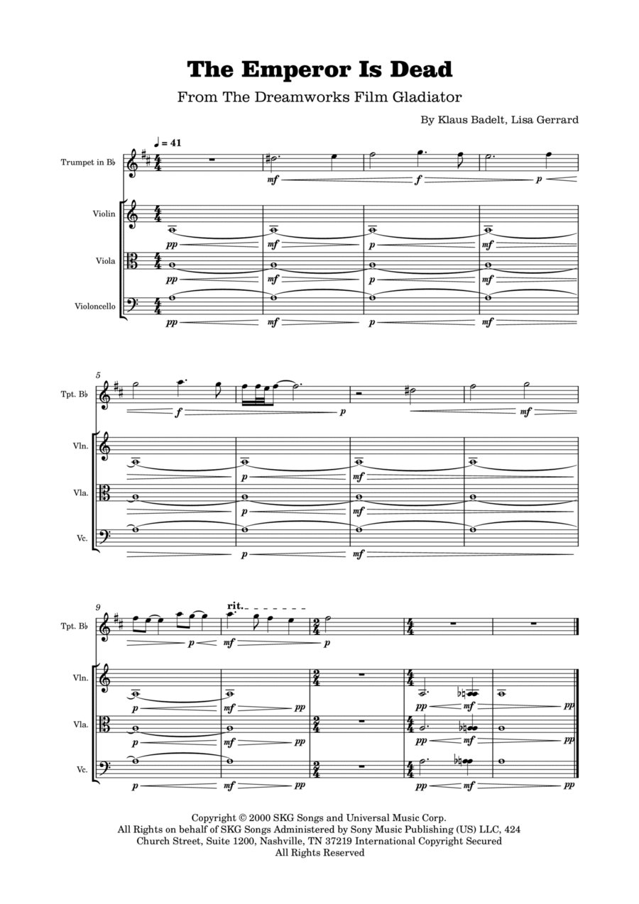 The Emperor Is Dead Trumpet Solo scores gallery preview page 1