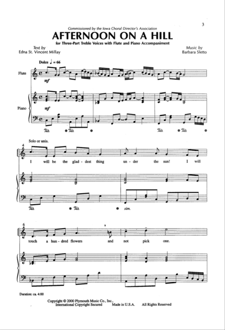 Afternoon On A Hill SSA scores gallery preview page 2