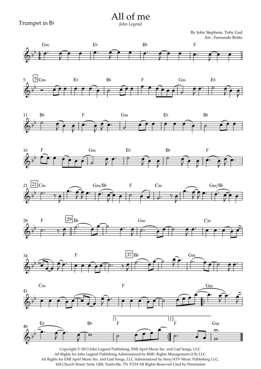 All Of Me Trumpet Solo scores gallery preview page 1