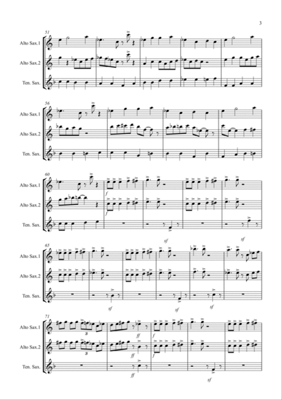 Raising The Game (jazzy style!) for Saxophone Trio Woodwind Trio scores gallery preview page 3