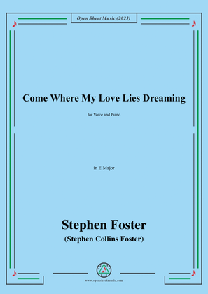 Book cover for S. Foster-Come Where My Love Lies Dreaming,in E Major