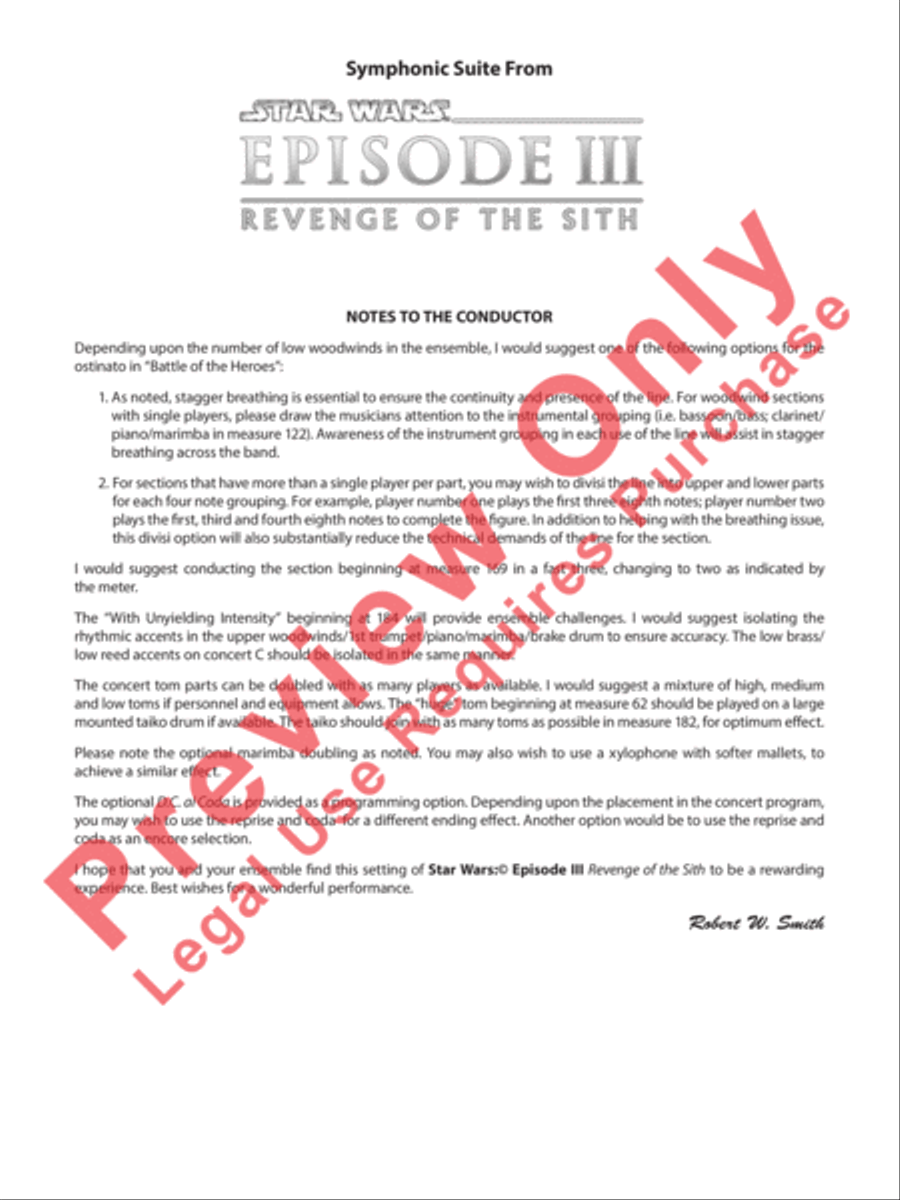Symphonic Suite from Star Wars: Episode III Revenge of the Sith Concert Band scores gallery preview page 3