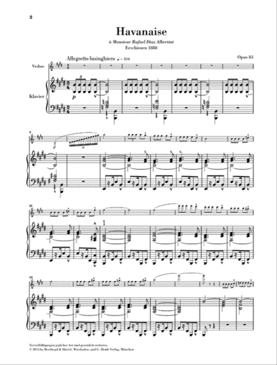 Havanaise, Op. 83 Havanaise, Op. 83 Violin Solo scores gallery preview page 2