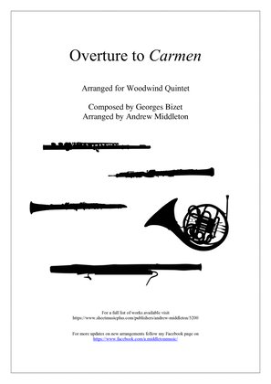Book cover for Carmen Overture arranged for Wind Quintet