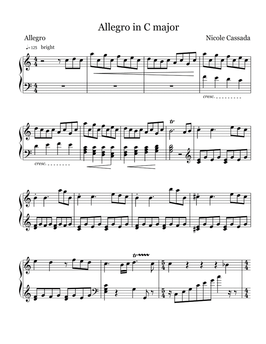 Allegro in C Major Piano Method scores gallery preview page 1